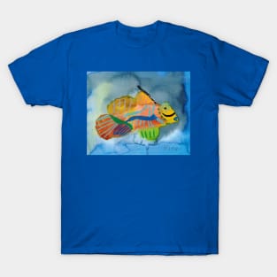 Colorful Mandarin Fish in Watercolors T-Shirt